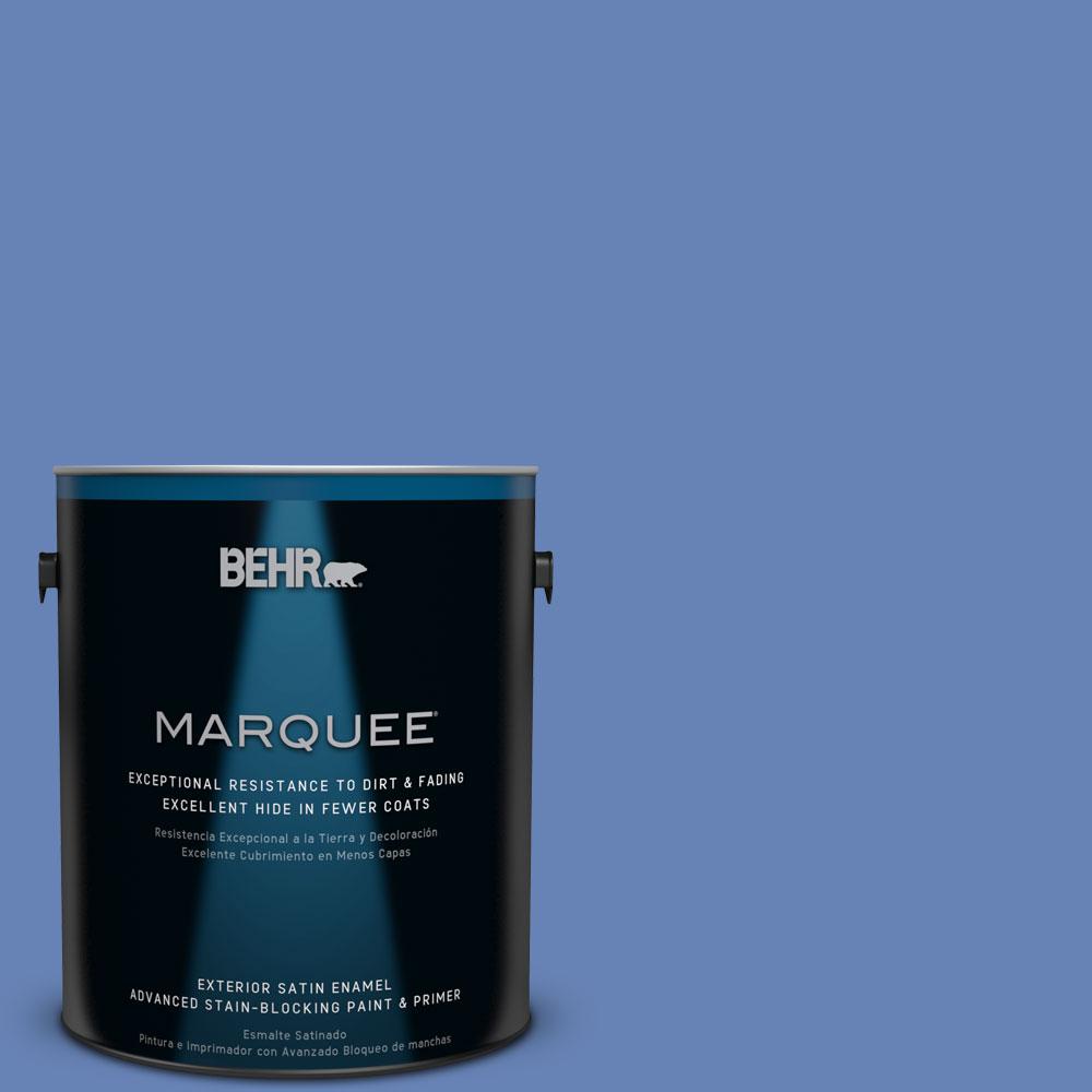 BEHR MARQUEE 1gal. PPU156 Neon Blue Satin Enamel Exterior Paint