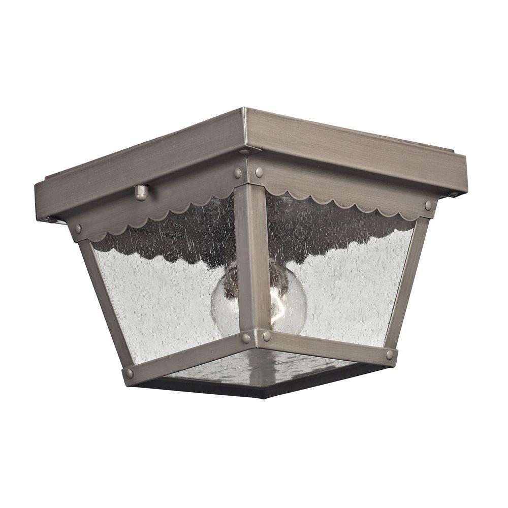 Titan Lighting Outdoor Flush Mount Lights Ceiling Springfield 2 Light Dark Pewter Outdoor Flushmount
