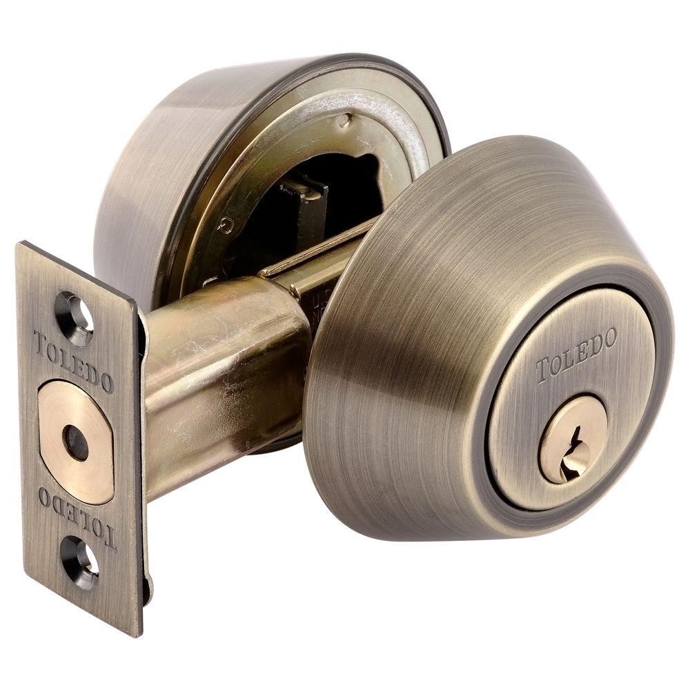 Toledo Fine Locks Double Cylinder Antique Brass Deadbolt Cv1801us5 The Home Depot