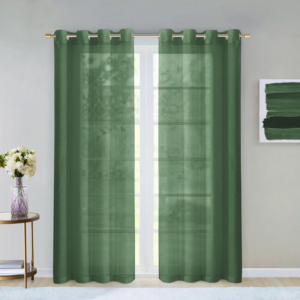 Green Casual Sheer Curtains Curtains Drapes The Home Depot