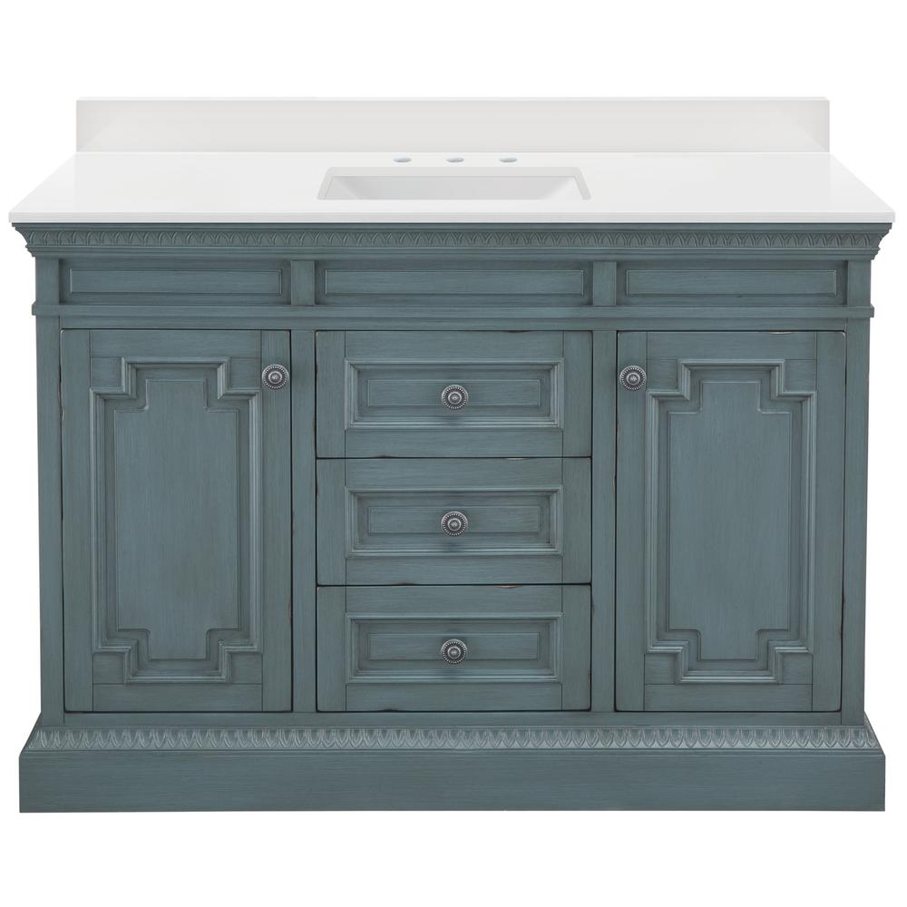 Home Decorators Collection Cailla 49 in. W Vanity in Distressed Blue ...