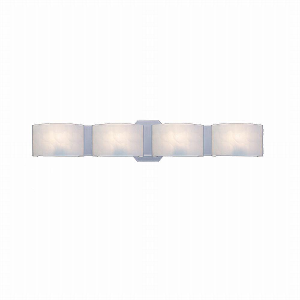 Dakota 4-Light Satin Nickel Vanity Light with Frosted Glass Shades