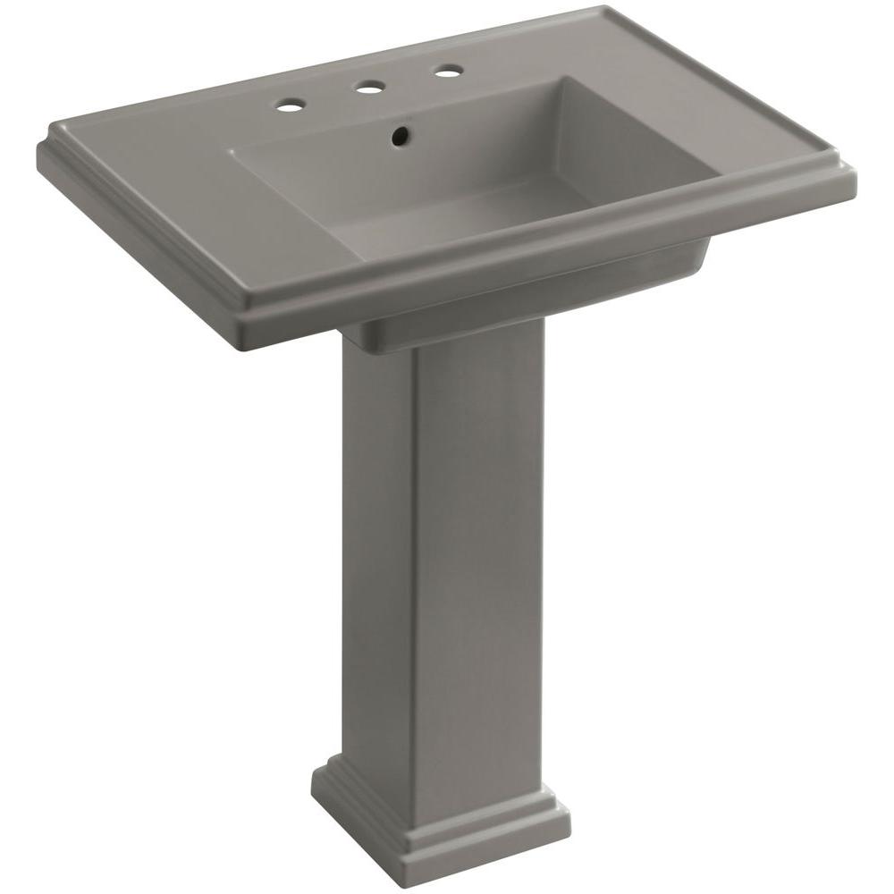 Kohler Tresham Ceramic Pedestal Combo Bathroom Sink With 8 In Centers In Cashmere With Overflow 9404