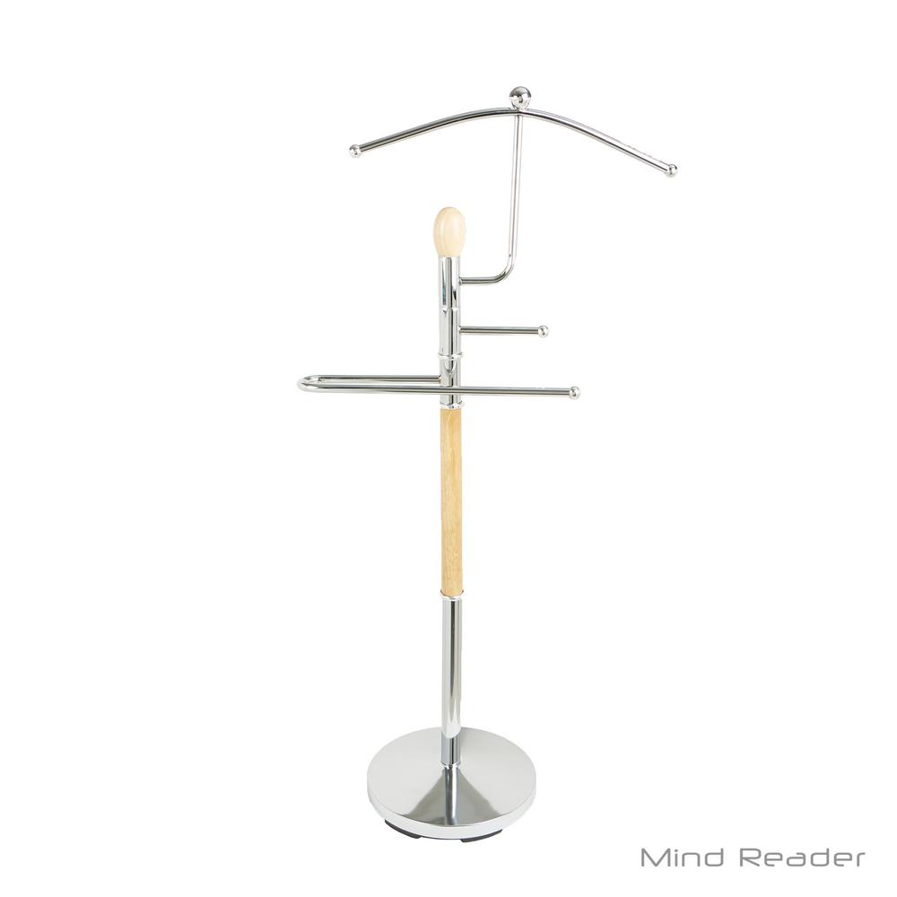 Mind Reader 21 in. W x 43.7 in. H Wood/Steel Valet Suit Garment Rack ...