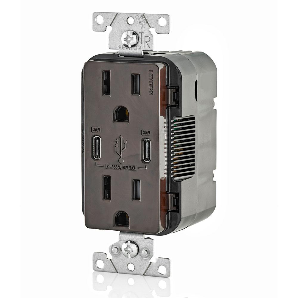 Leviton 30 Watt 6 Amp Usb Dual Type C With Delivery In Wall Leviton 30 Watt 6 Amp Usb Dual Type C