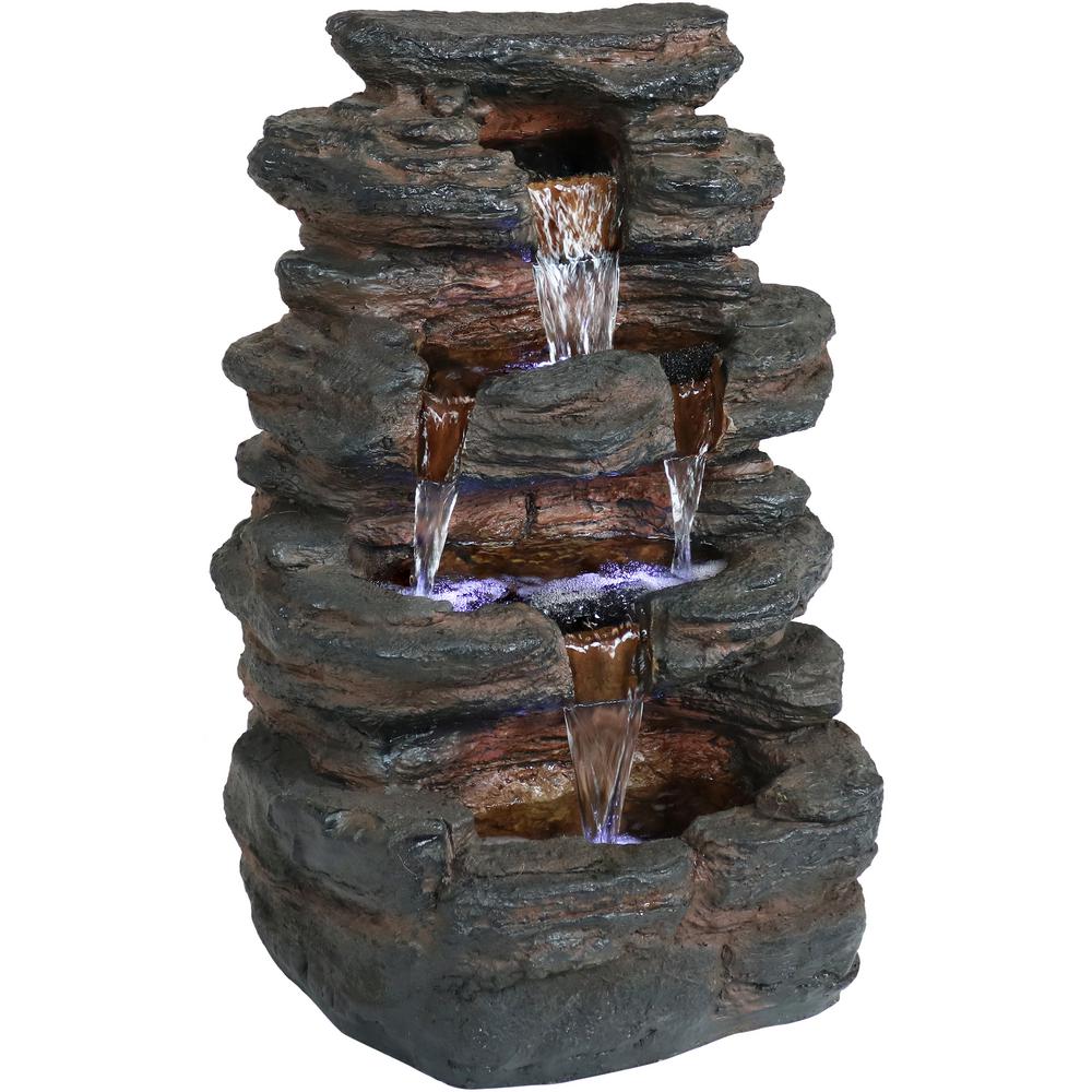 Sunnydaze Decor 21 In Tumbling Falls Rock Style Cascading Water Fountain With Led Lights Qc 574 The Home Depot Cascading Water Fountain