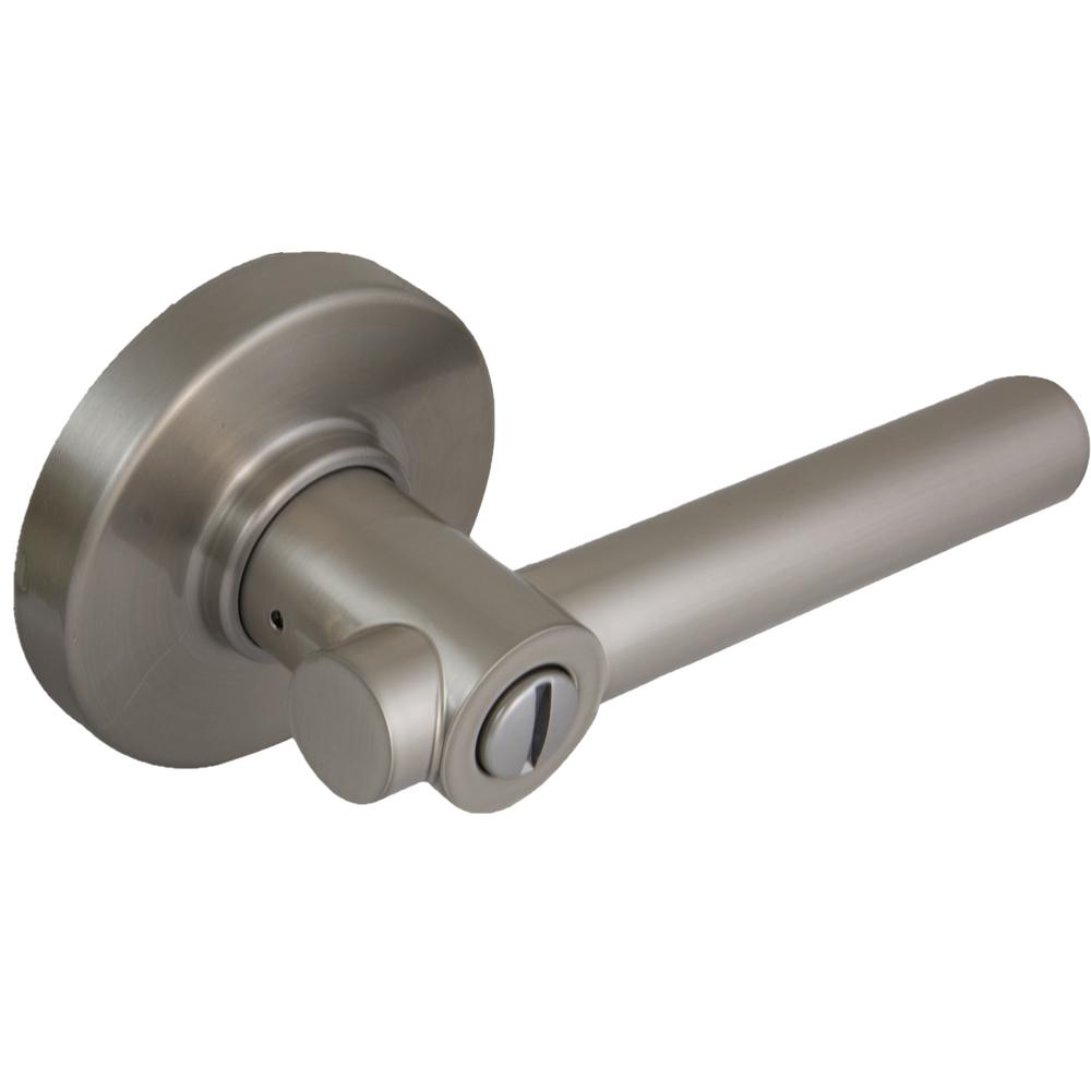 Defiant Woodbridge Satin Nickel Privacy Door Lever with Round Rose