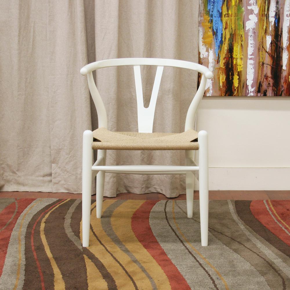 Baxton Studio Wishbone Mid Century 2 Piece White Wood Chair Set 2pc 3620 Hd The Home Depot