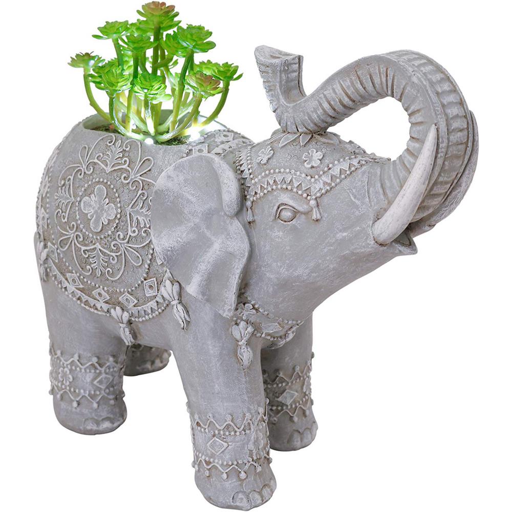 Hunnykome 1-Light 9 in. Integrated LED Solar Powered Elephant with ...