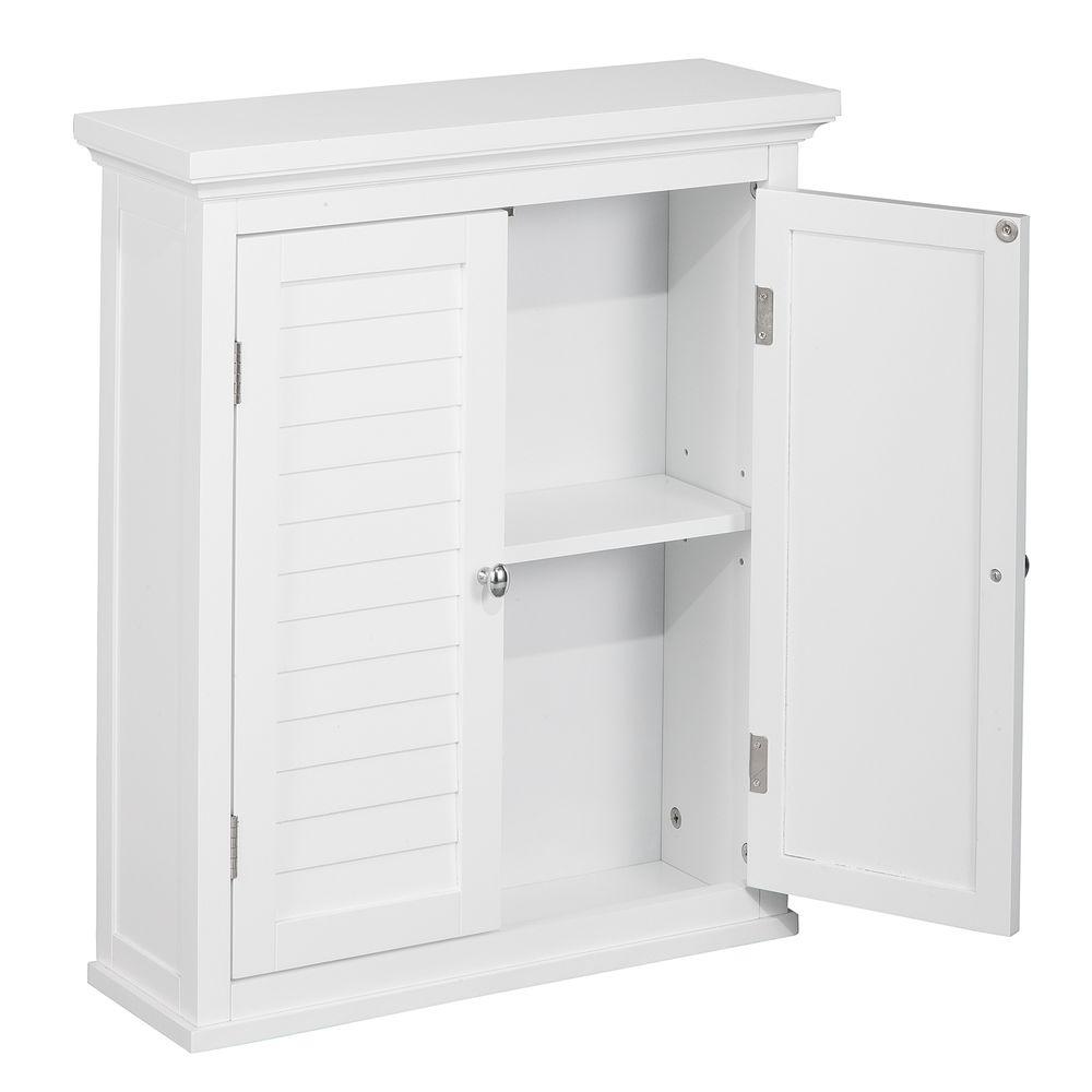 Elegant Home Fashions Simon 20 In W X 24 In H X 7 In D Bathroom Storage Wall Cabinet With 2 Shutter Doors In White Hdt583 The Home Depot