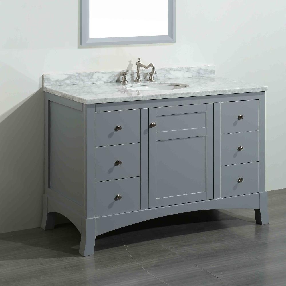 Eviva New York 48 In W X 22 In D X 34 In H Vanity In Grey With Carrara Marble Vanity Top In White With White Basin Eviva New York 48 In W X 22 In D X 34 In H Vanity In Grey With Carrara Marble Vanity Top In White With White Basin