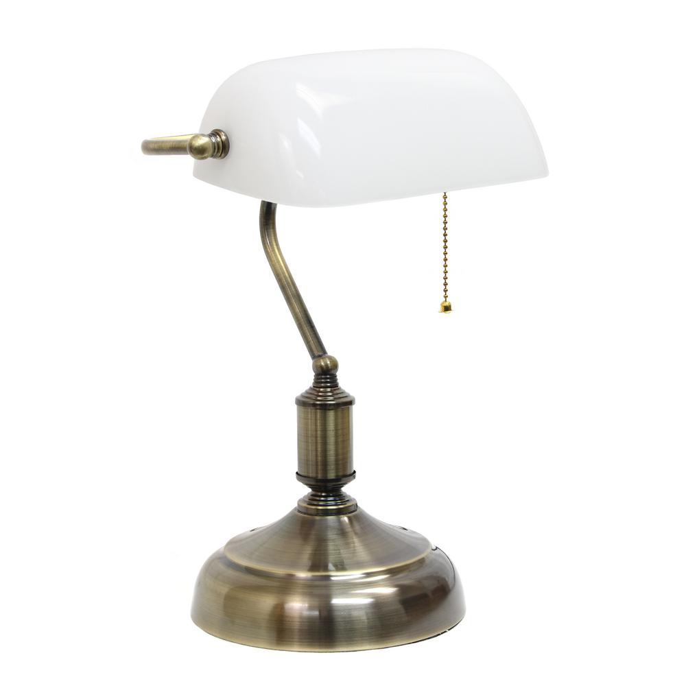 white bankers lamp