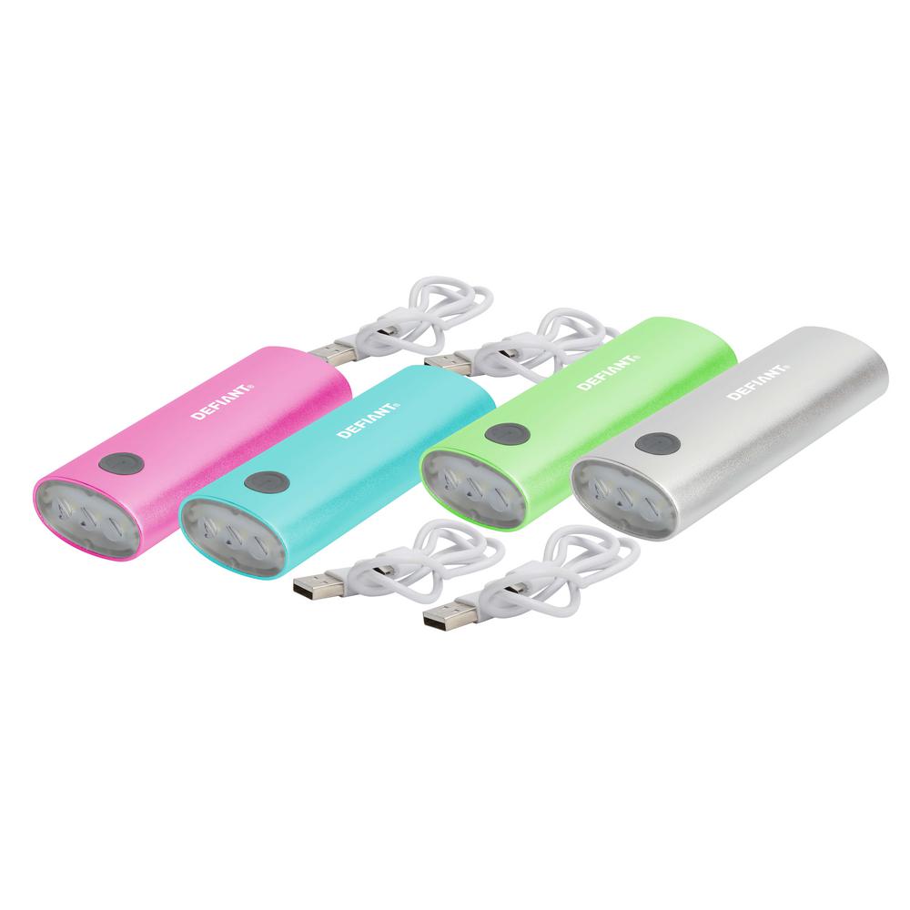 Rechargeable Pick Up Today Flashlights 130 Lumen 3 Led Rechargeable Flashlight And Power Bank In Silver 2 Pack