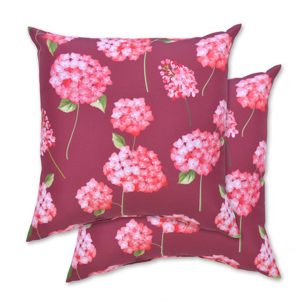 Pink Blooms Square Outdoor Throw Pillow (2Pack)7050