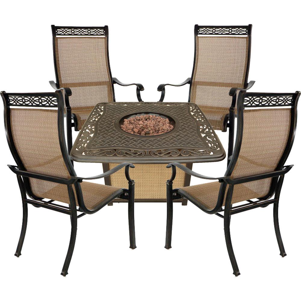 Hanover Monaco 5 Piece Aluminum Patio Fire Pit Conversation Set