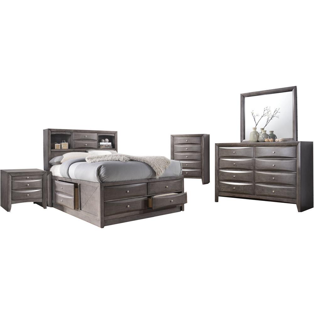 Cambridge Orleans Storage 5 Piece Gray King Size Bedroom Set