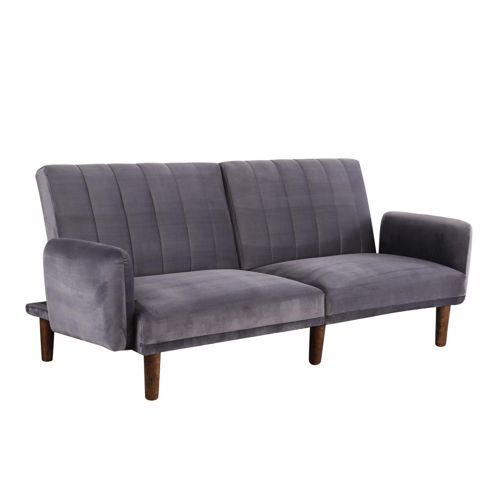 Futons Living Room Furniture The Home Depot Jelena Gray Futon