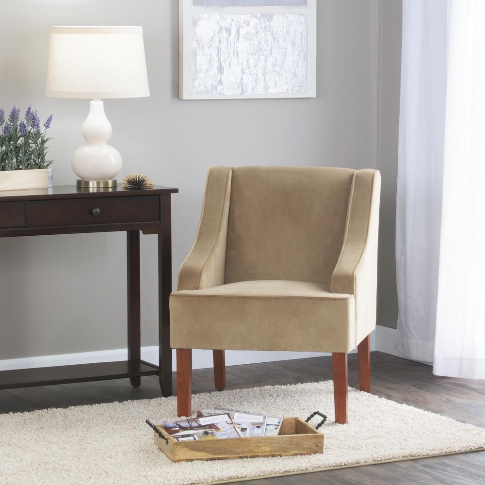 Homepop Swoop Arm Velvet Accent Chair Natural K6499-B117 ...