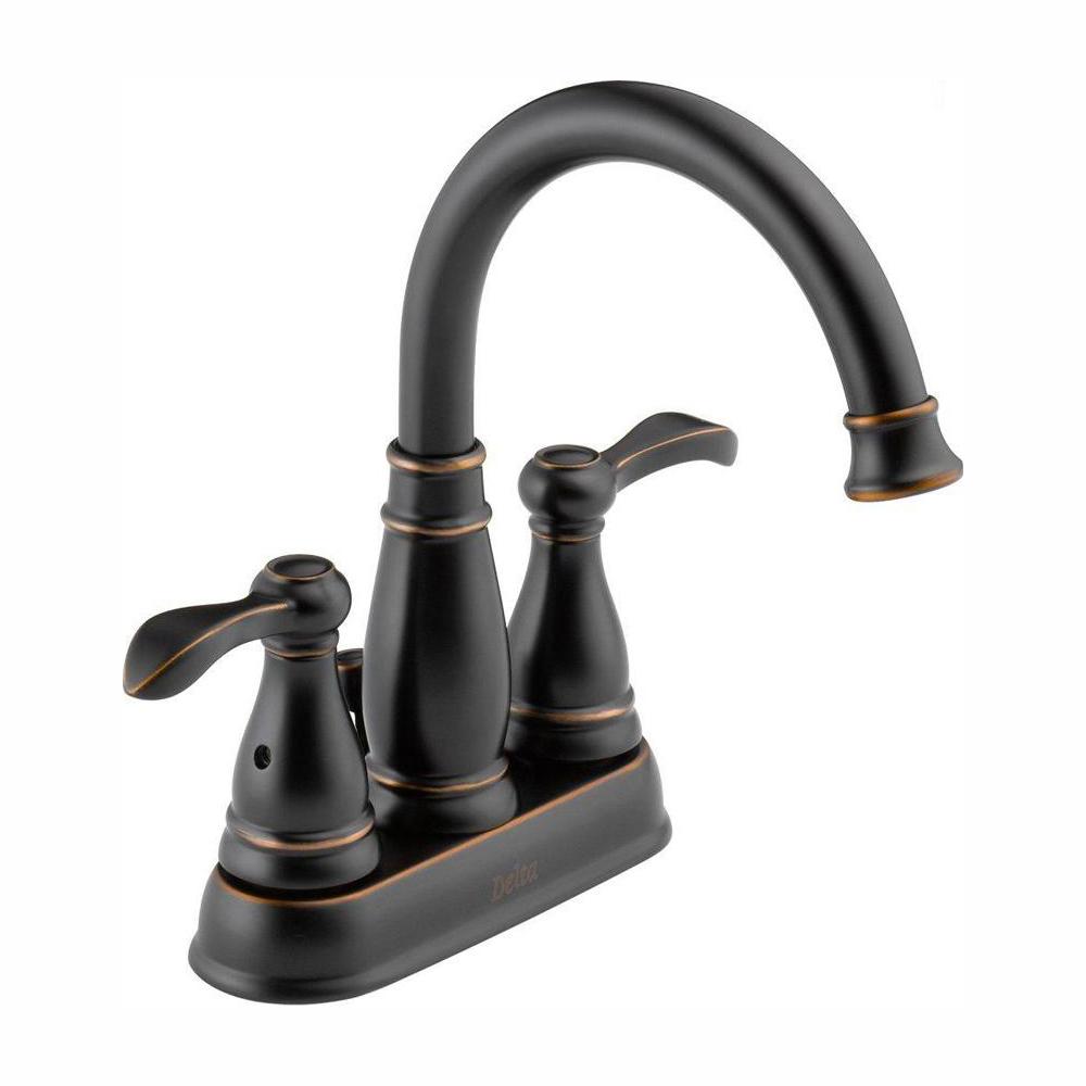 Delta Porter 4 In Centerset 2 Handle, Bronze Bathroom Faucet