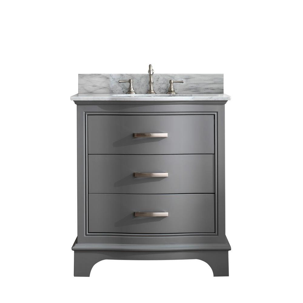 Monroe 30 in. W x 22 in. D Bath Vanity in Gray with Natural Marble