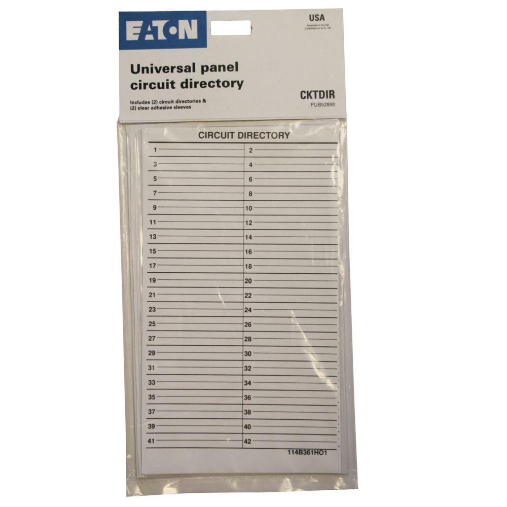 Eaton Load Center Circuit Directory (2-Pack)-CKTDIR - The 