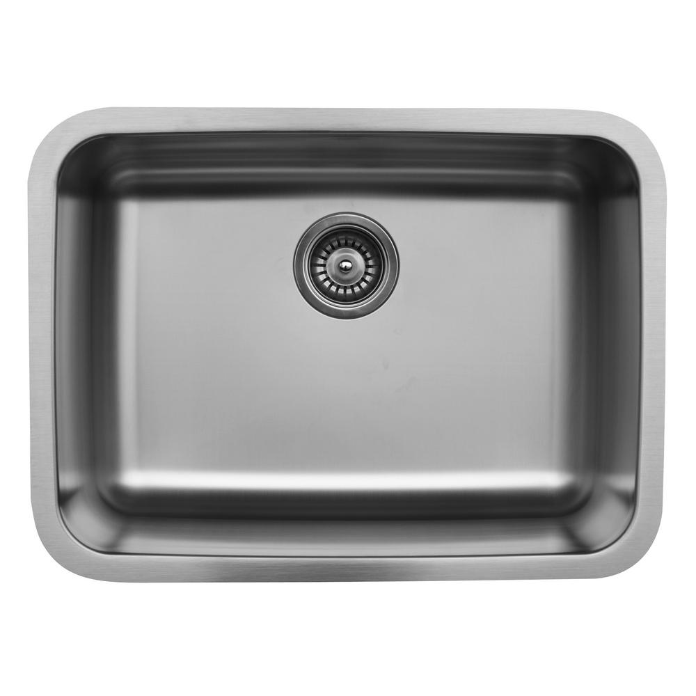 Karran Undermount Stainless Steel 24 In Single Bowl Kitchen Sink   Soft Brushed Satin Finish Karran Undermount Kitchen Sinks Karran U 2418 64 1000 