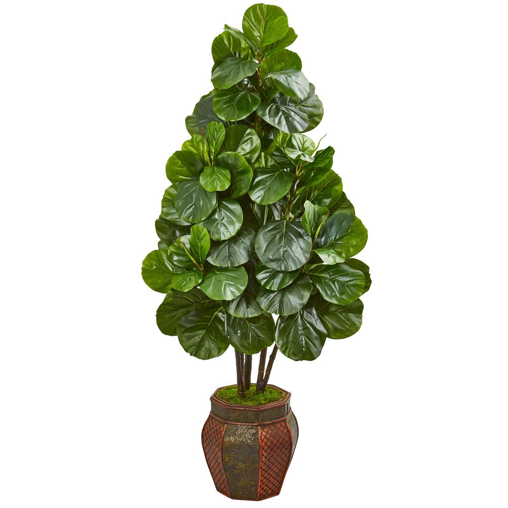Nearly Natural Indoor 5 Ft Fiddle Leaf Fig Artificial Tree In