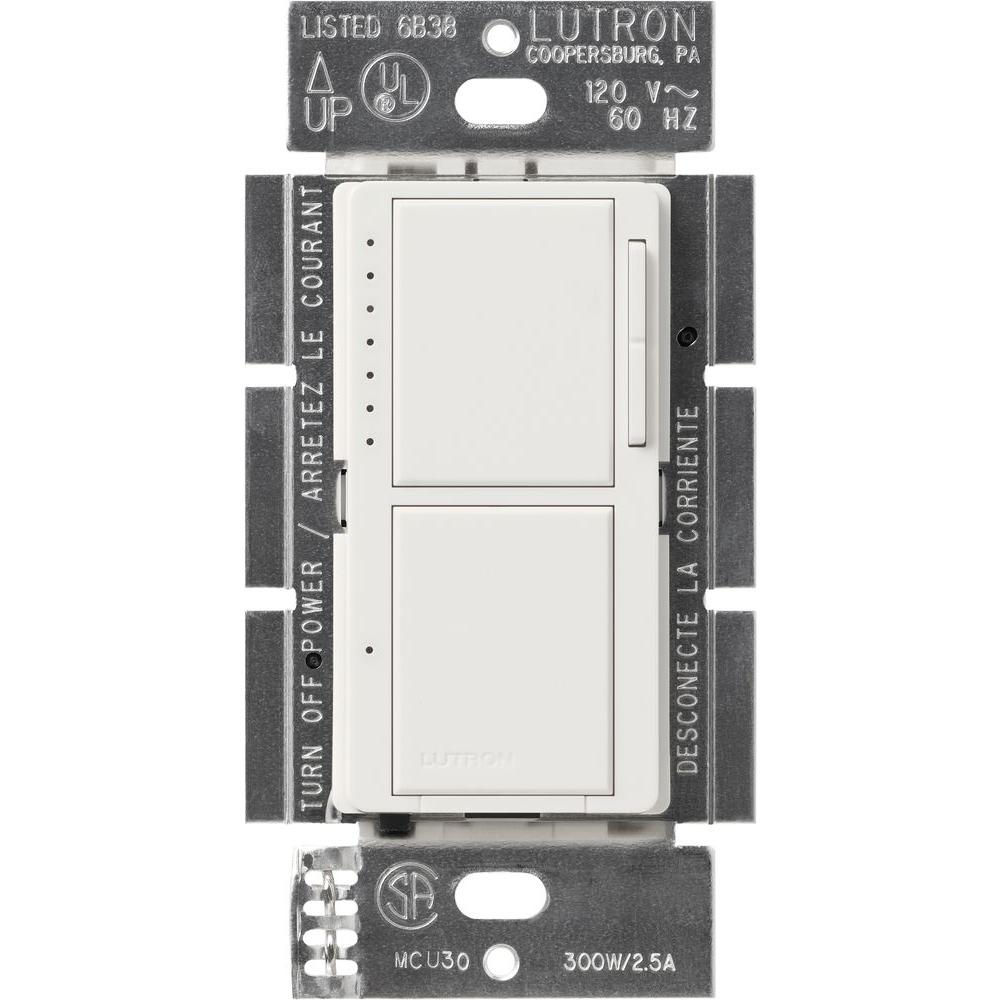 Lutron Maestro 300 Watt Single Pole Dual Dimmer And Switch White