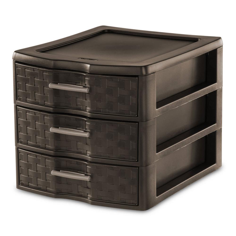 Sterilite Medium Weave Office Supplies 3 Drawer Storage Organizer