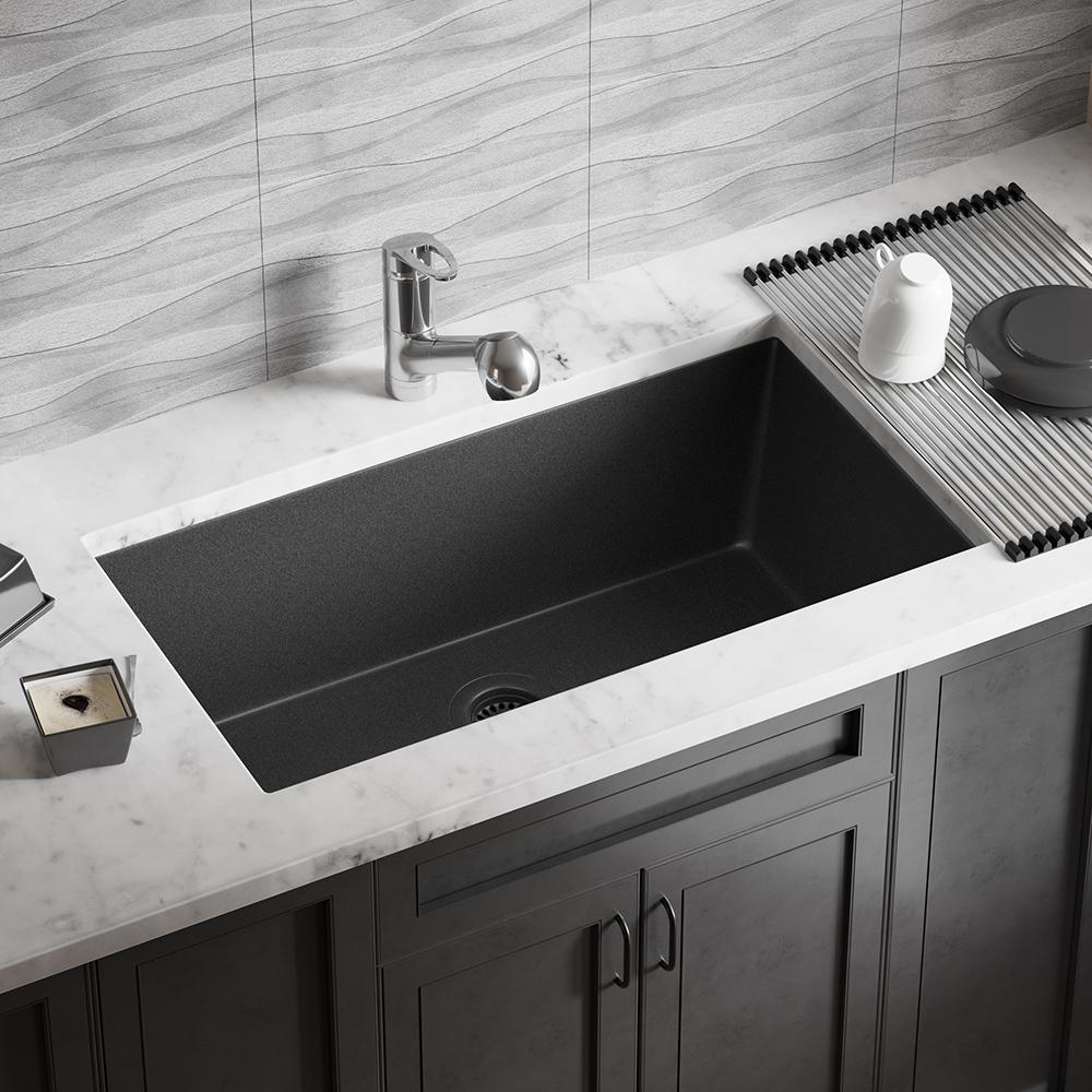 KRAUS Bellucci Brown Granite Composite 32 in. Single Bowl Undermount Workstation Kitchen Sink