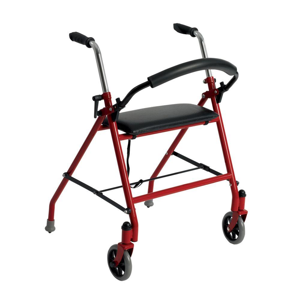 Drive 2-Wheeled Walker with Seat in Red-1239rd - The Home Depot