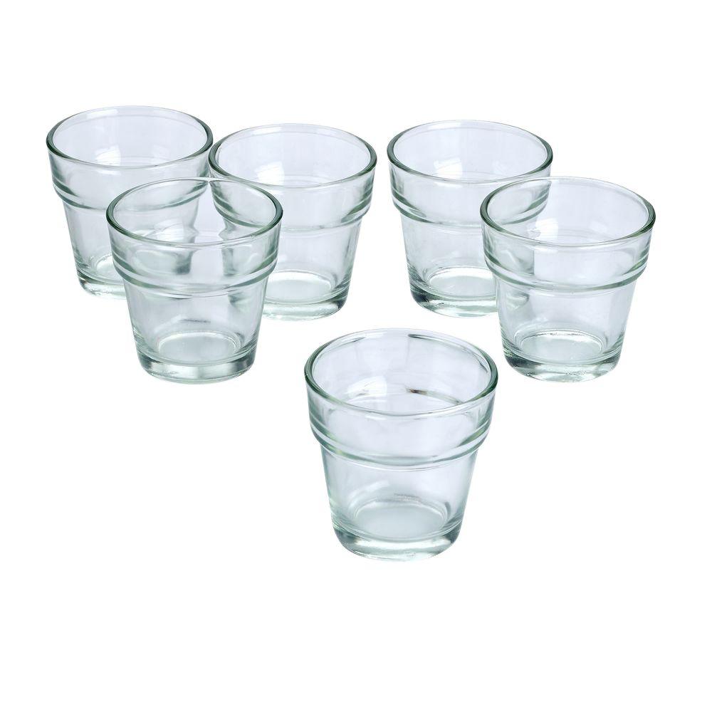 Light In The Dark Clear Glass Flower Pot Votive Candle Holders (Set of