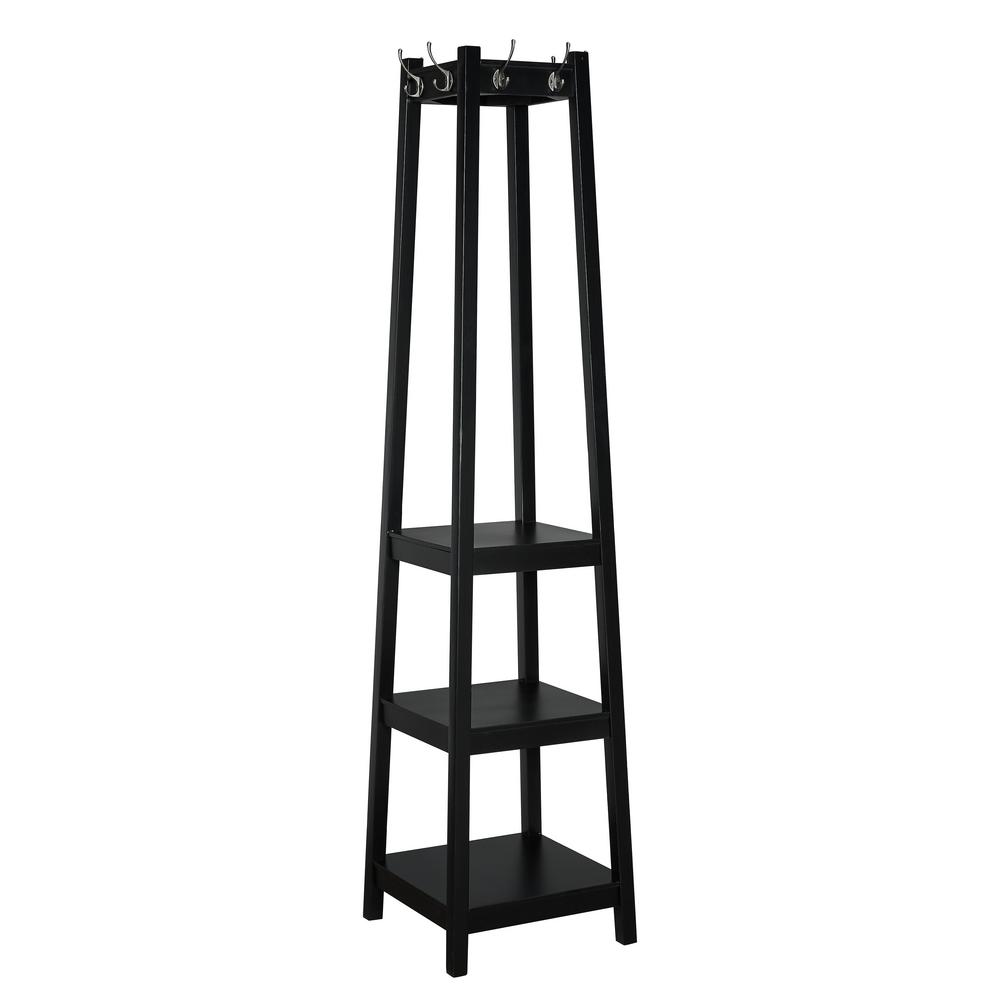 LITTON LANE Industrial Black Metal Freestanding Coat Rack with Finial