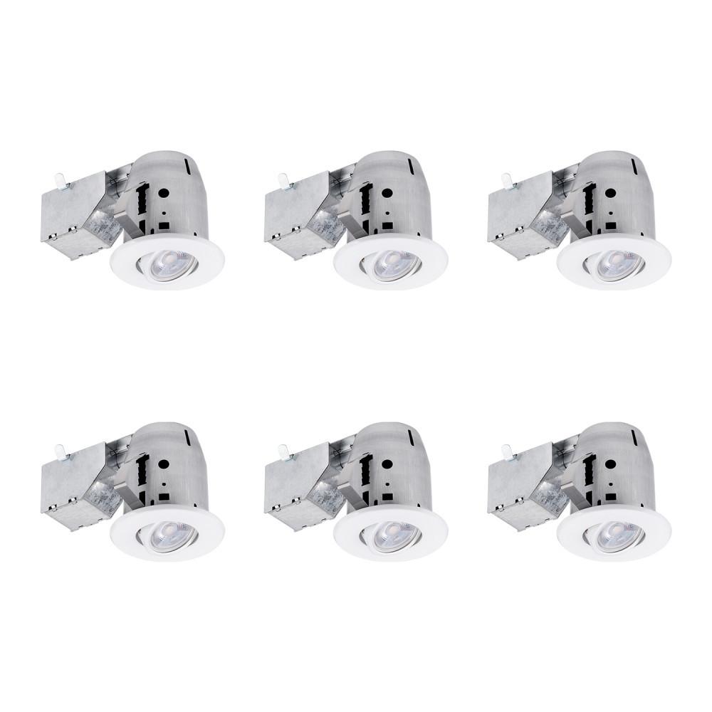 Commercial Electric 3 in. White LED IC Rated Swivel Round Trim Recessed Lighting Kit, LED Bulbs Included (6-Pack)