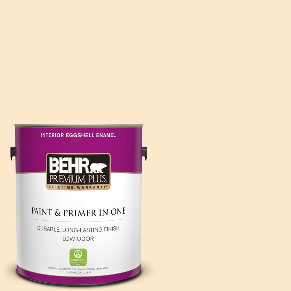 Behr Premium Plus 1 Gal Yl W02 Spanish Lace Eggshell Enamel Low Odor Interior Paint And Primer In One