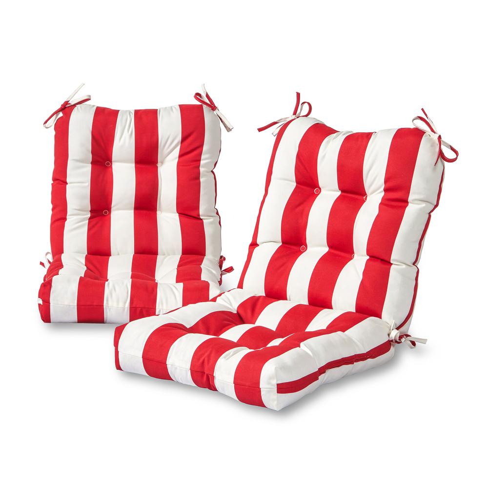 Greendale Home Fashions Cabana Stripe Red Outdoor Dining Chair Cabana Stripe Red Outdoor Dining Chair Cushion 2 Pack