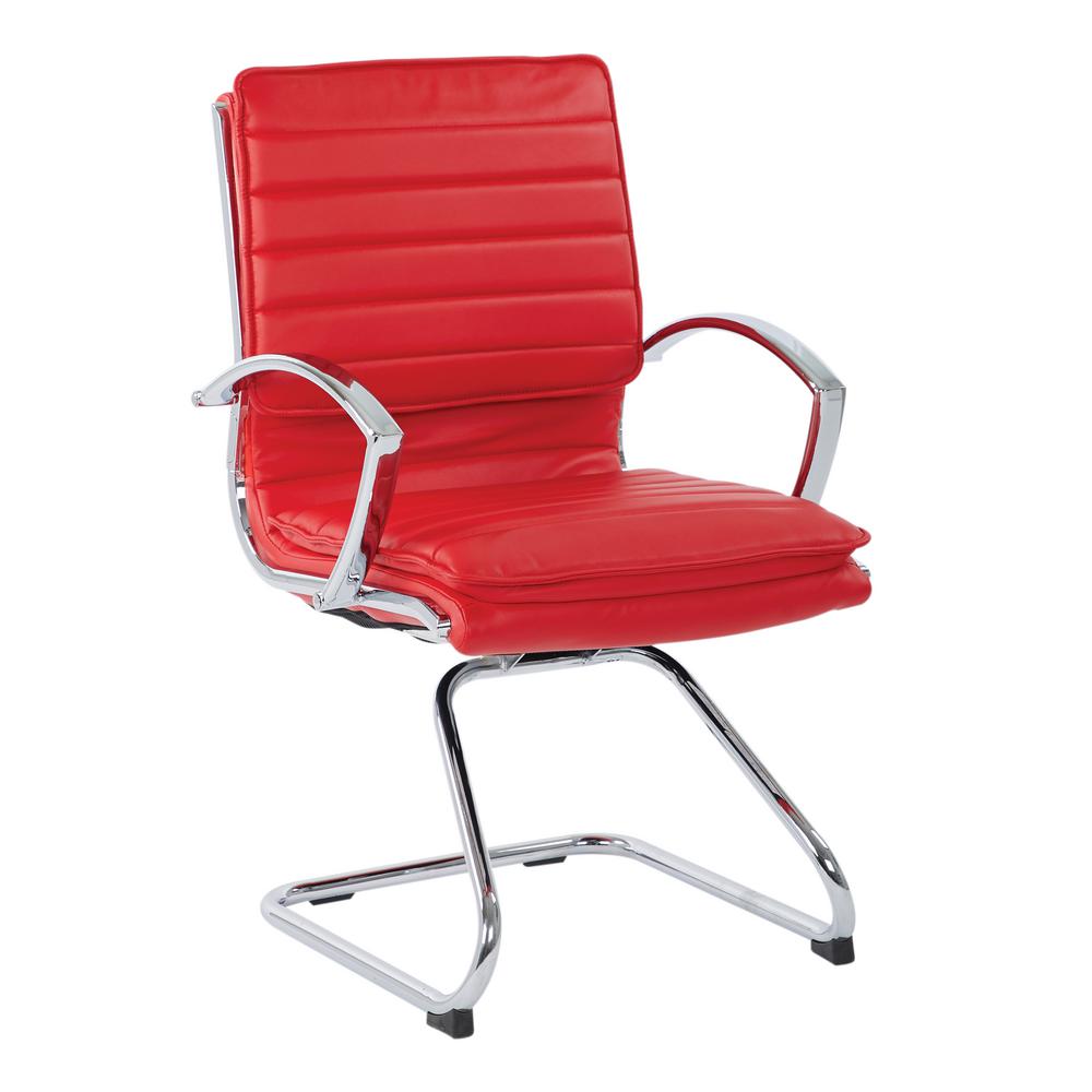 Pro Line Ii Guest Faux Leather Chair In Red With Chrome Base Pro Line Ii Guest Faux Leather Chair In Red With Chrome Base