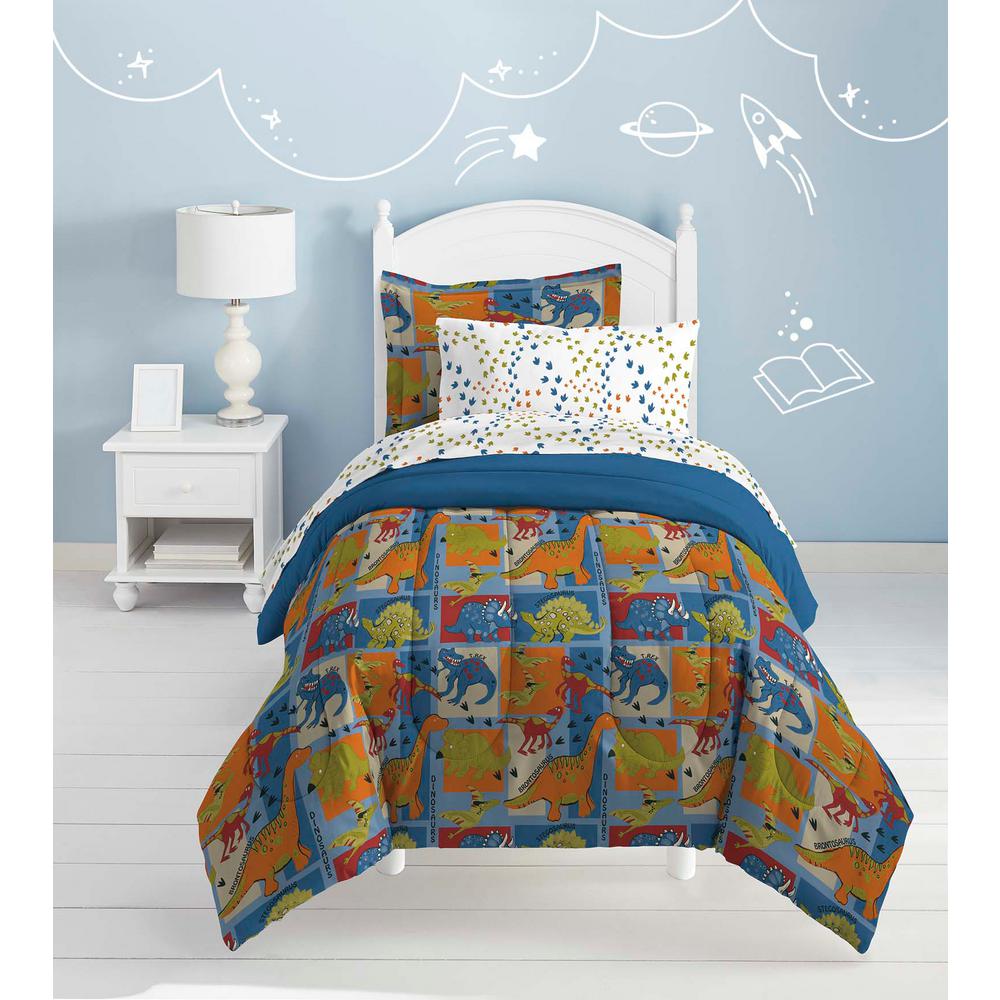 Dream Factory Dinosaur Blocks 5 Piece Blue Twin Comforter Set 2a749101bl The Home Depot - amazoncom roblox twin bedding home kitchen