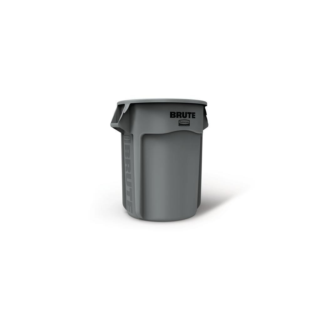 Rubbermaid Commercial Products Brute 55 Gal Gray Round Vented Trash Can With Lid 2076193 The Home Depot