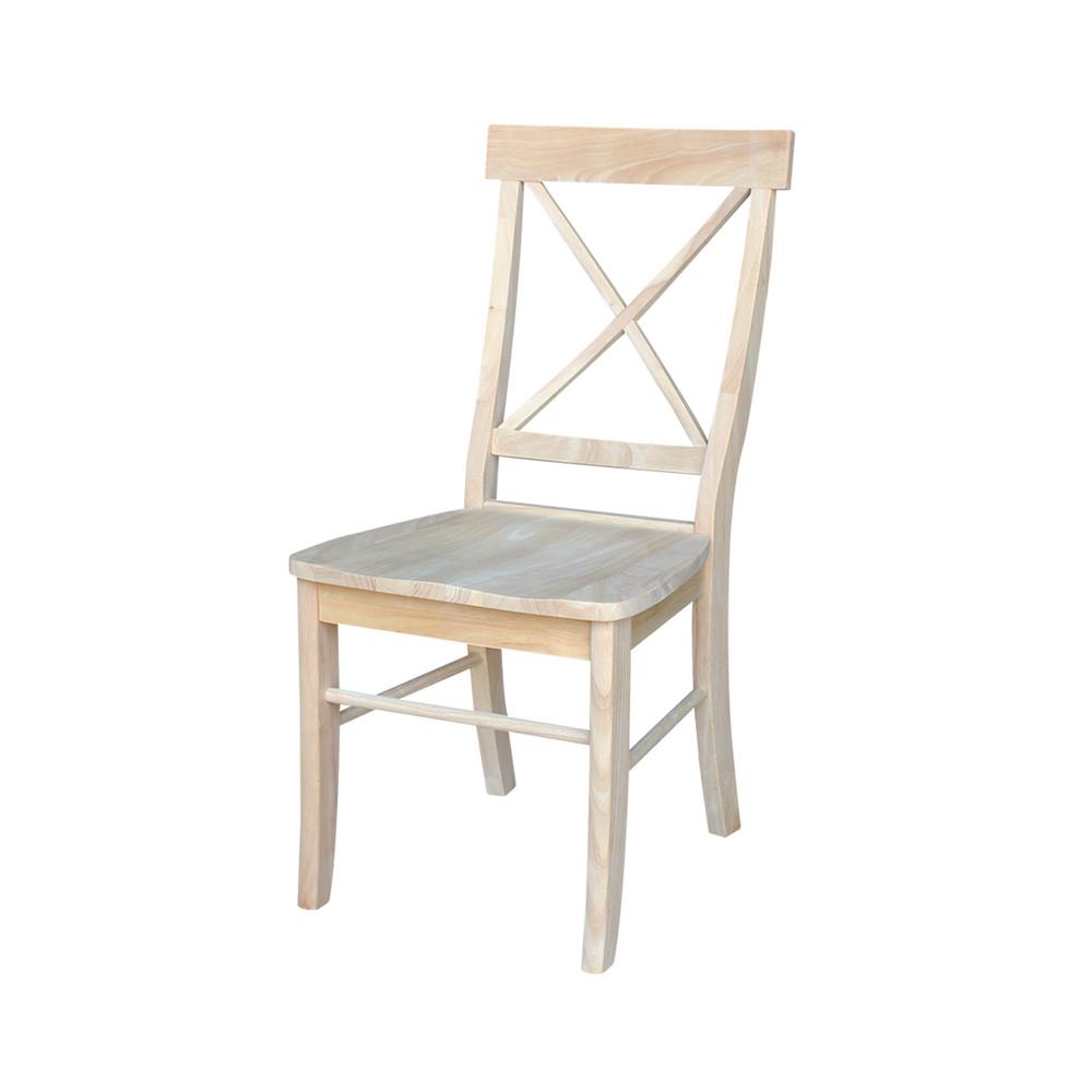 Wood Unfinished Furniture The Home Depot Unfinished Wood X Back Dining Chair Set Of 2