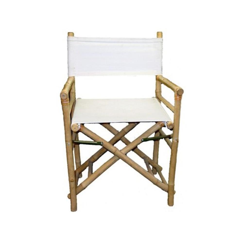 MGP 19 in. L 23 in. W 35 in. H Bamboo Director Chairs, White Canvas (Set of 2) BDC36W The