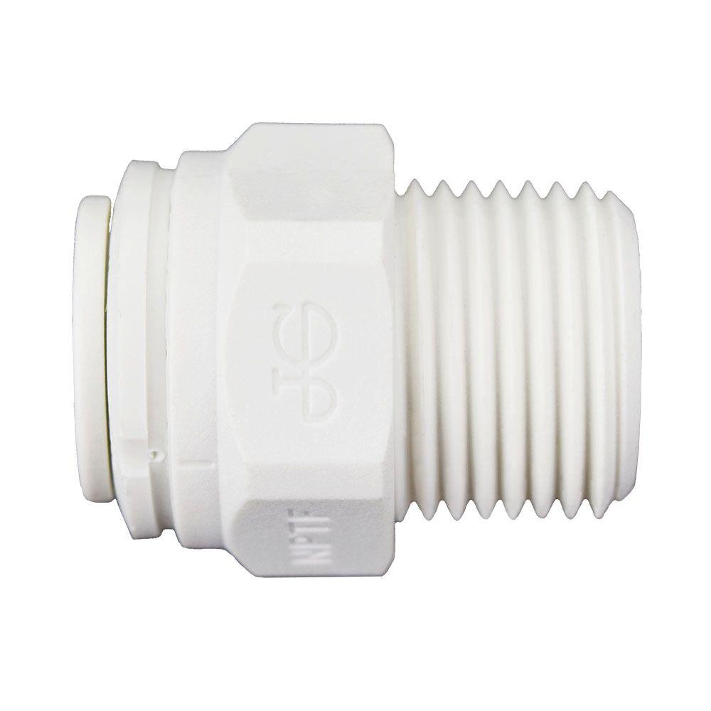 John Guest 1/4 in. O.D. x 3/8 in. MIP NPTF Polypropylene PushtoConnect Adapter Fitting803359