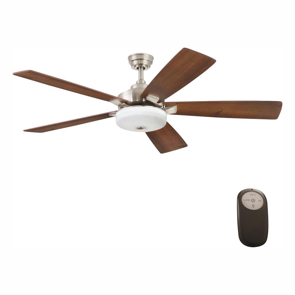 Home Decorators Collection Cameron 54 In Integrated Led Indoor Brushed Nickel Ceiling Fan With Light Kit And Remote Control