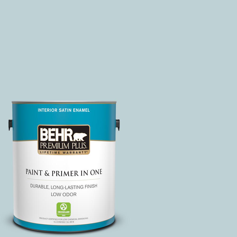 BEHR PREMIUM PLUS 1 gal. 500E3 Rain Washed Satin Enamel Low Odor