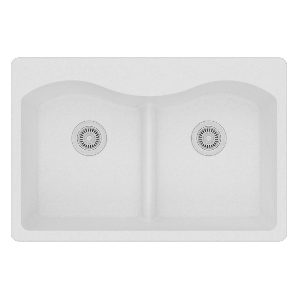 Elkay Quartz Classic Drop In Composite 33 Rounded 50 Double Elkay Quartz Classic Drop In Composite 33 Rounded 50 Double Bowl Kitchen Sink White