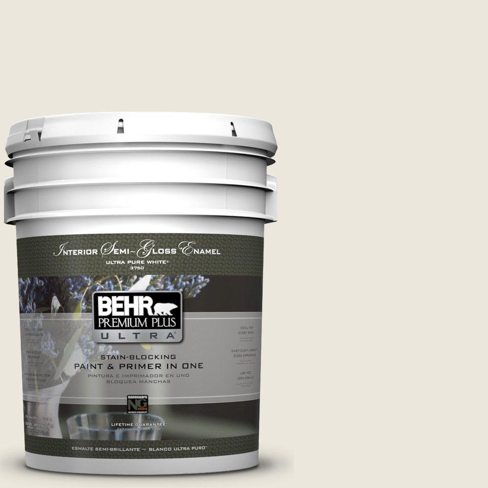 BEHR Premium Plus Ultra 5gal. BXC32 Picket Fence White SemiGloss Enamel Interior Paint