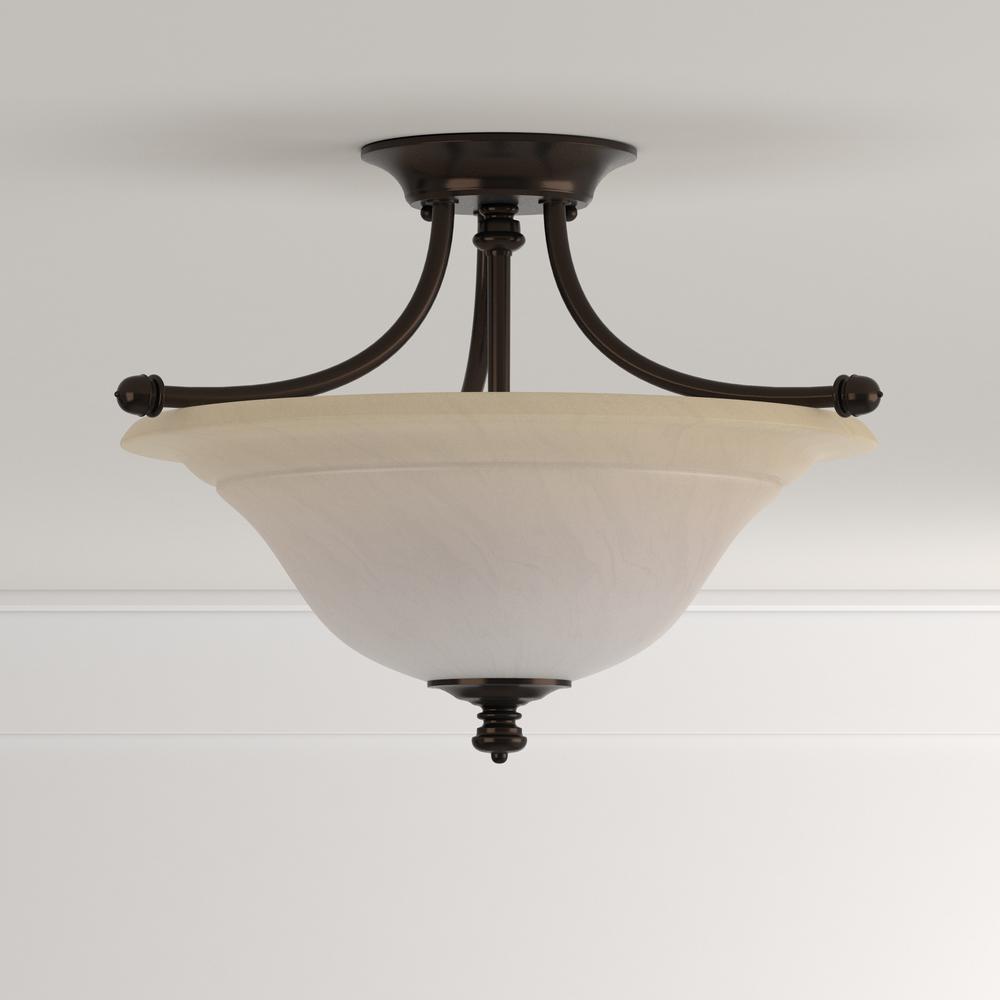 Thomas Lighting Harmony 2 Light Aged Bronze Ceiling Semi Flush