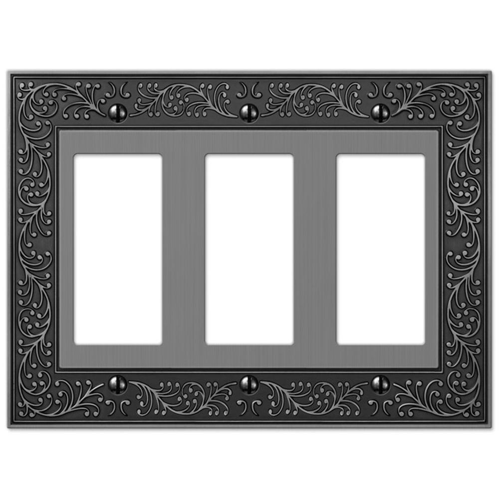 Amerelle English Garden 3 Decora Wall Plate - Antique Nickel by Amerelle