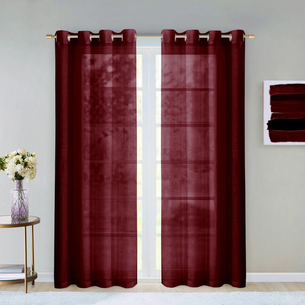 Burgundy Sheer Curtains Curtains Drapes The Home Depot