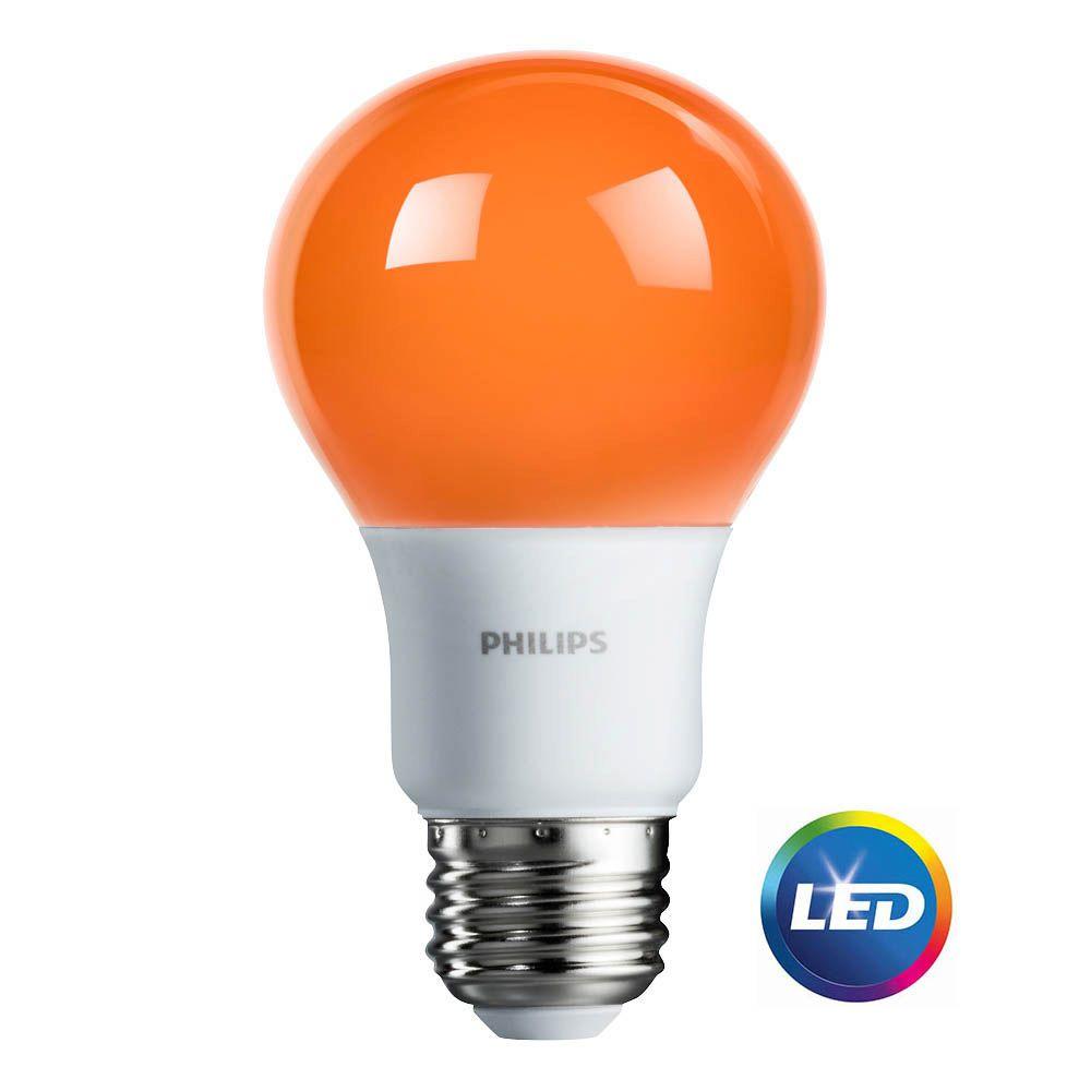 Orange Led Light Bulbs Lighting The Home Depot 60 Watt Equivalent A19 Non Dimmable Orange Led Colored Light Bulb